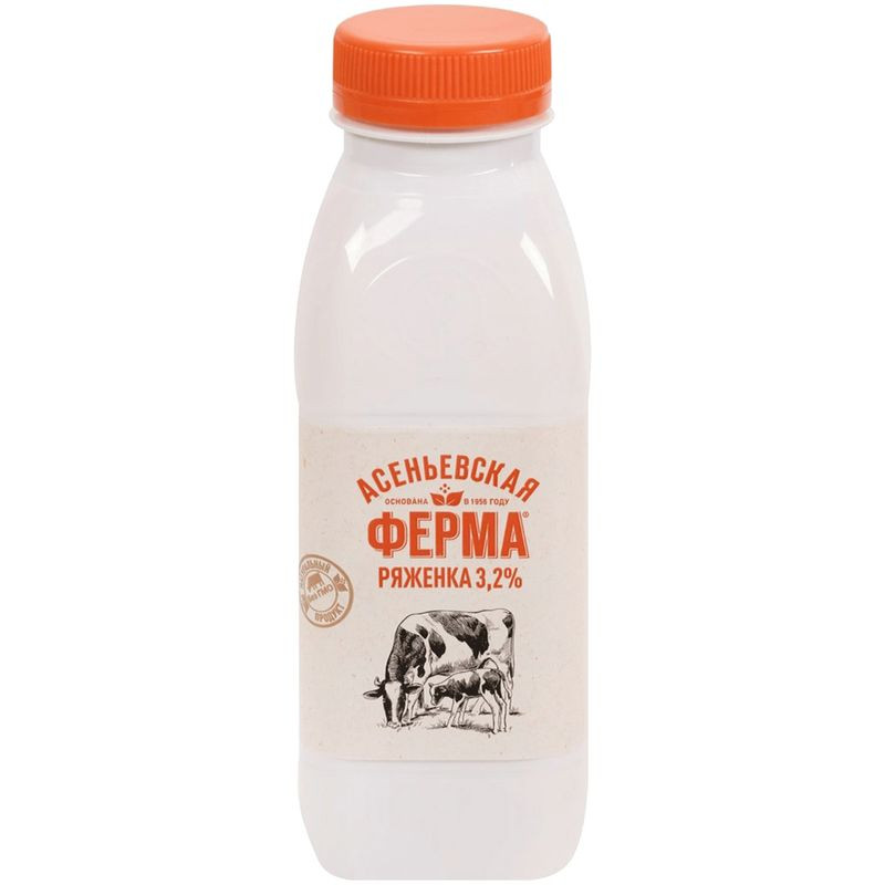 Изображение товара Ряженка Асеньевская Ферма 3.2% 330г натуральный молочный продукт