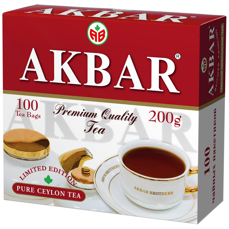 Изображение товара Чай Akbar чёрный байховый цейлонский в пакетиках, 100х2г