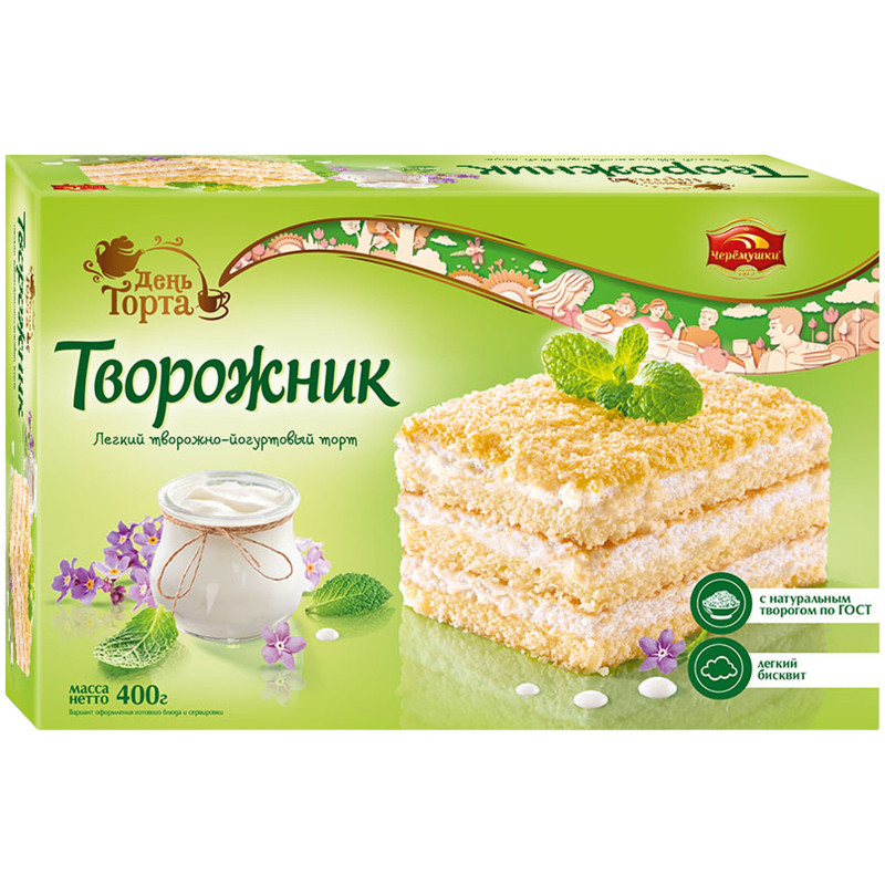 Изображение товара Торт Черёмушки Творожник творожно-йогуртовый, 400г