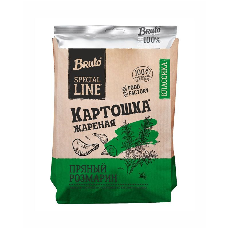 Изображение товара Чипсы Bruto из натурального картофеля со вкусом розмарина, 120г