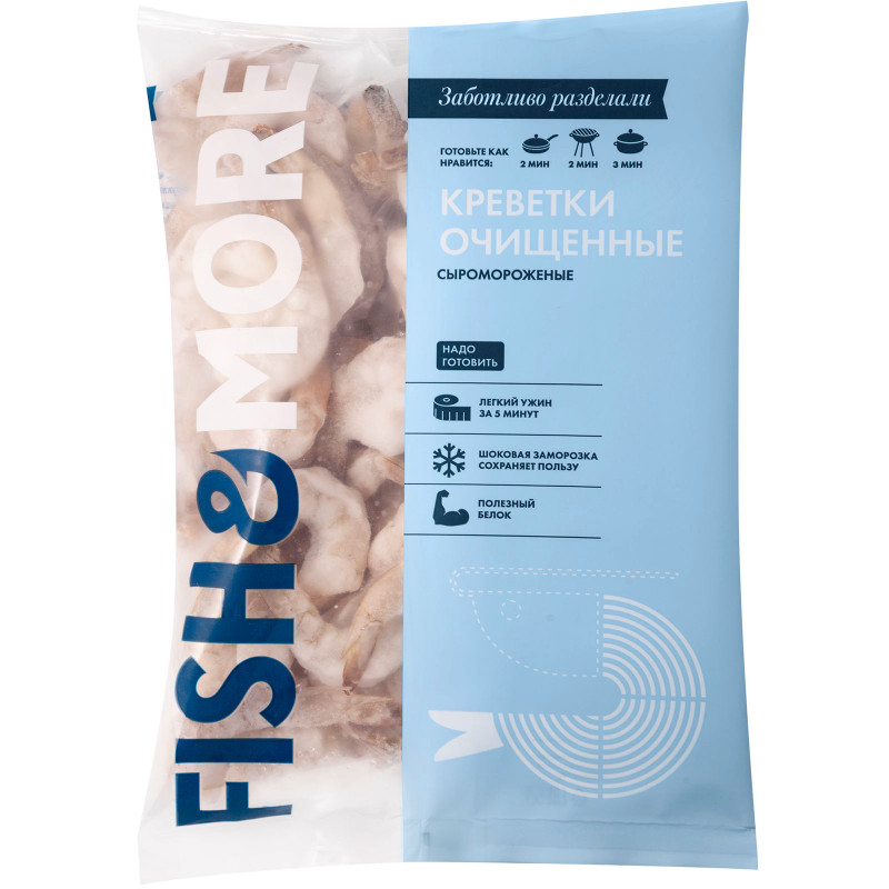 Изображение товара Свежемороженые креветки Ваннамей Fish & More, 500 г