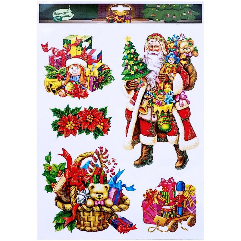 Изображение товара Наклейки на окно Новогодние блестящие декоративные Home Story