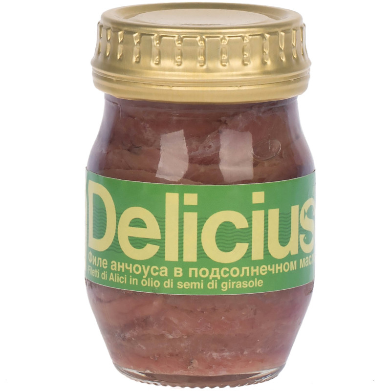 Изображение товара Анчоус Delicius филе в подсолнечном масле, 90г