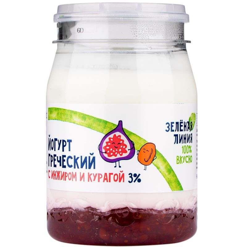 Изображение товара Йогурт греческий с инжиром и курагой 3% Зелёная Линия 190г