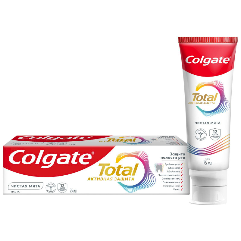 Изображение товара Зубная паста Colgate Total 12 Чистая мята для комплексной антибактериальной защиты, 75мл