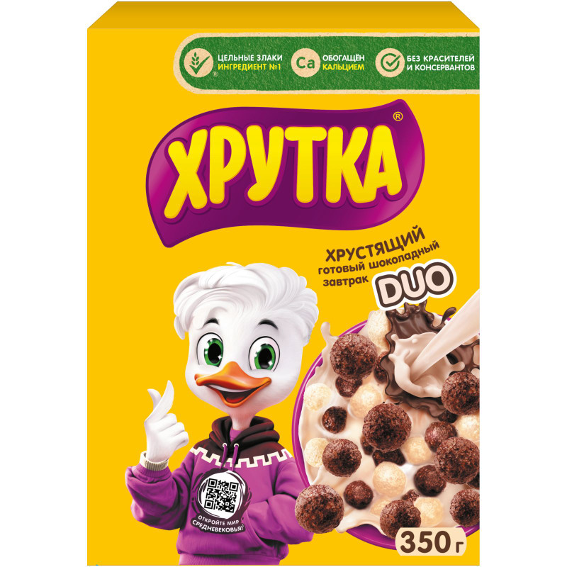 Изображение товара Готовый шоколадный завтрак Хрутка DUO обогащенный кальцием, 350г