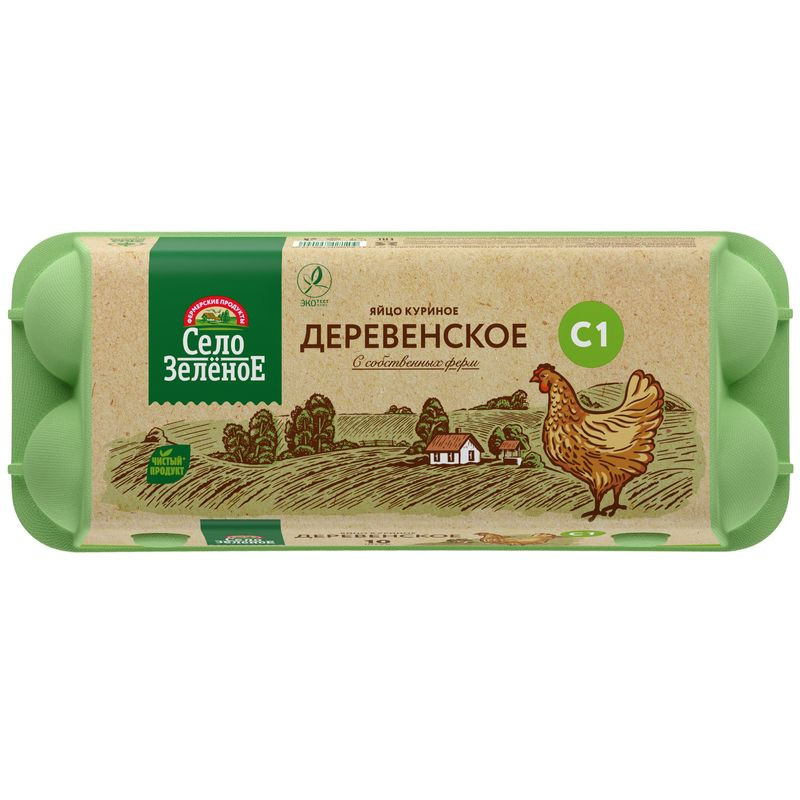 Изображение товара Яйцо Село Зеленое Деревенское С1 10 шт - натуральные куриные яйца высшего качества