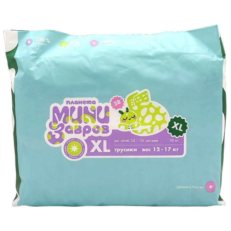 Изображение товара Трусики-подгузники Планета Минизавров XL 12-17кг 38шт