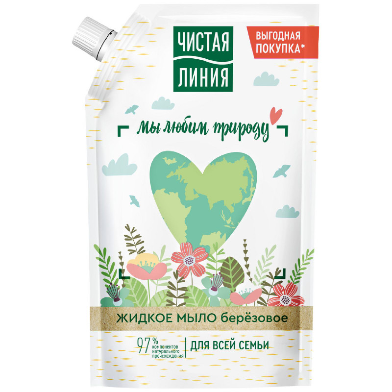 Изображение товара Мыло жидкое Чистая Линия Для всей семьи берёзовое, 500мл