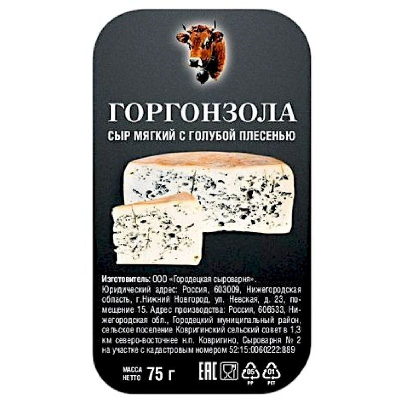 Изображение товара Мягкий сыр Горгонзола с голубой плесенью 50% 75г Россия