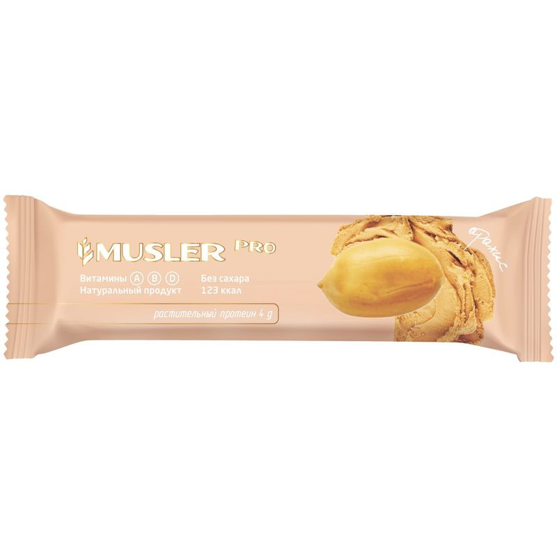 Изображение товара Батончик Musler Арахис без сахара 60г натуральный перекус