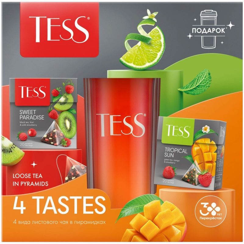 Изображение товара Чай Tess Коллекция 4 вкуса с кружкой, 144г
