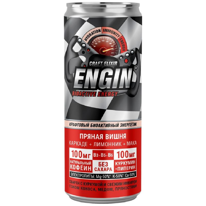 Изображение товара Энергетический напиток Engin Биоактивный Пряная Вишня 330 мл натуральный безалкогольный