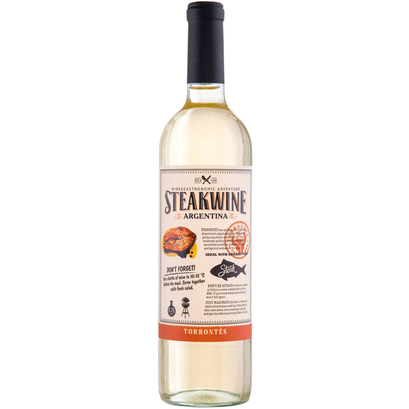 Изображение товара Вино Steakwine Torrontes белое полусухое 13%, 750мл