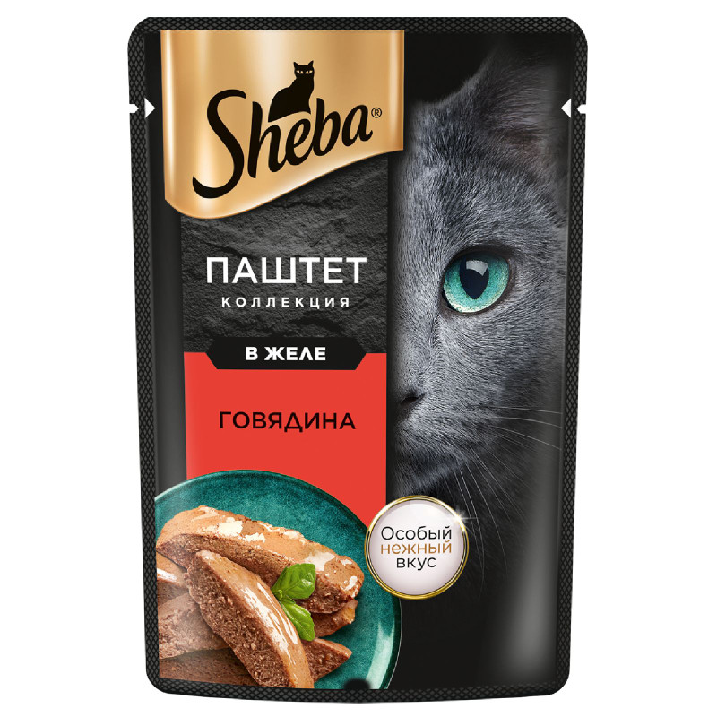 Изображение товара Влажный корм Sheba для кошек паштет с говядиной, 75г