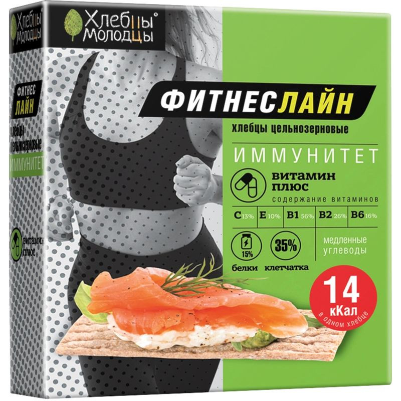 Изображение товара Хлебцы Молодцы Фитнес линия цельнозерновые витамин плюс хрустящие 100г