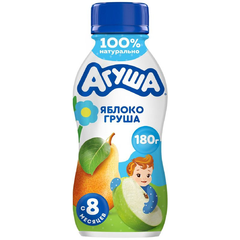 Изображение товара Йогурт питьевой Агуша Яблоко-Груша 180г для детей с 8 месяцев