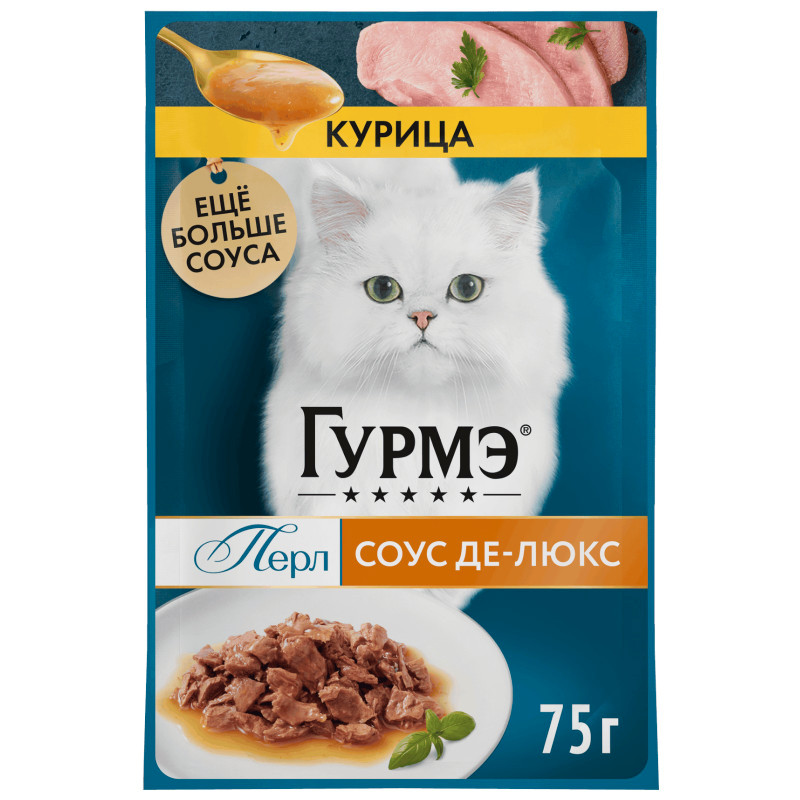 Изображение товара Влажный корм для кошек Гурмэ Перл Соус Де-люкс с курицей, 75г