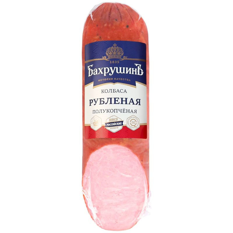 Изображение товара Колбаса Бахрушинъ Рубленая полукопченая из свинины 268 ккал, 13 г белка