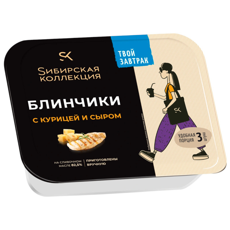 Изображение товара Блинчики Sибирская Коллекция с курицей и сыром замороженные, 225г