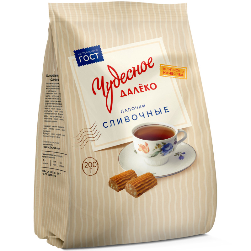 Изображение товара Конфеты Чудесное Далеко Сливочные палочки неглазированные, 200г
