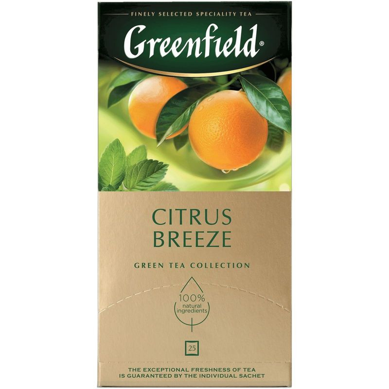 Изображение товара Зелёный чай Greenfield Цитрус Бриз с цитрусом и мятой 25х1.5 г