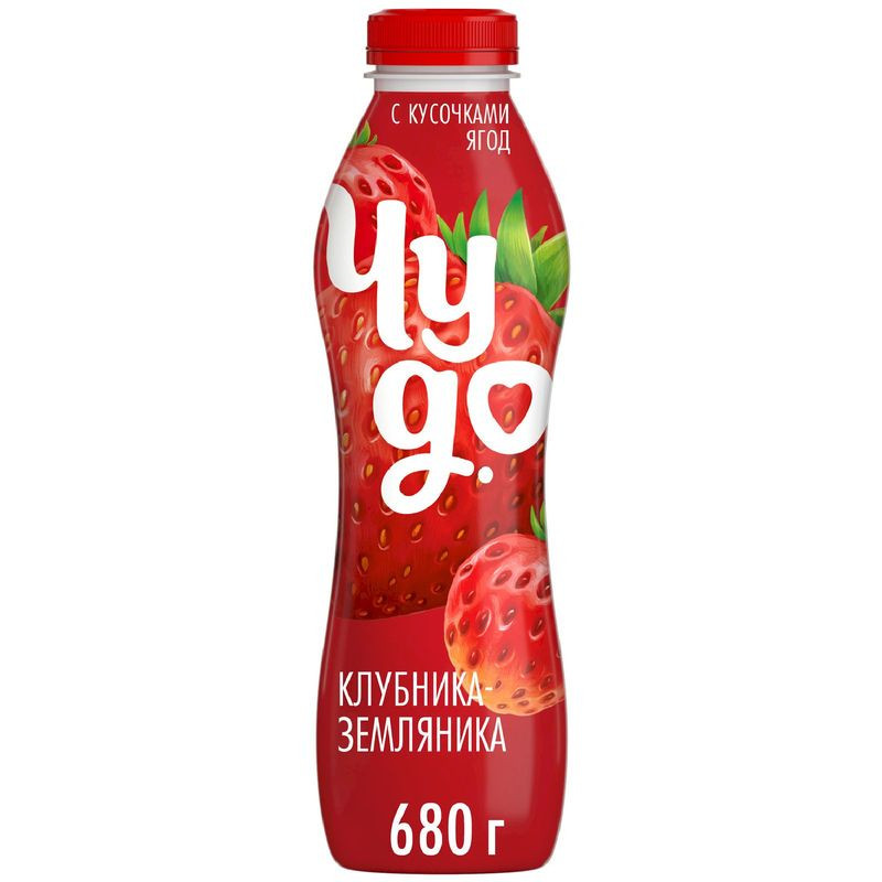 Изображение товара Питьевой йогурт Чудо клубника-земляника 1.9% 680г Россия