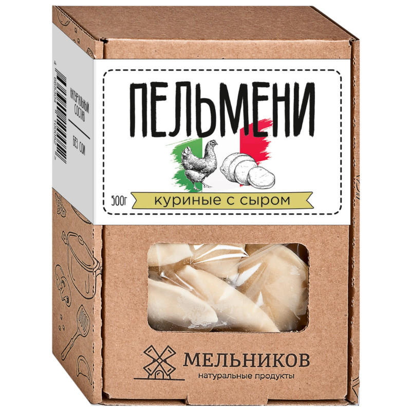 Изображение товара Пельмени Мельников из курицы с сыром 500г замороженные