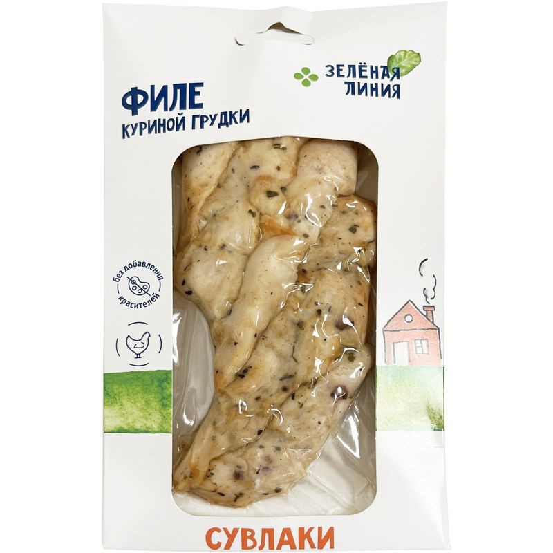 Изображение товара Филе Сувлаки куриной грудки запеченное Экстра Зелёная Линия 180г