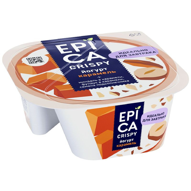 Изображение товара Йогурт Epica Crispy карамель 10. 2%, 140г - десерт с орехами и карамелью