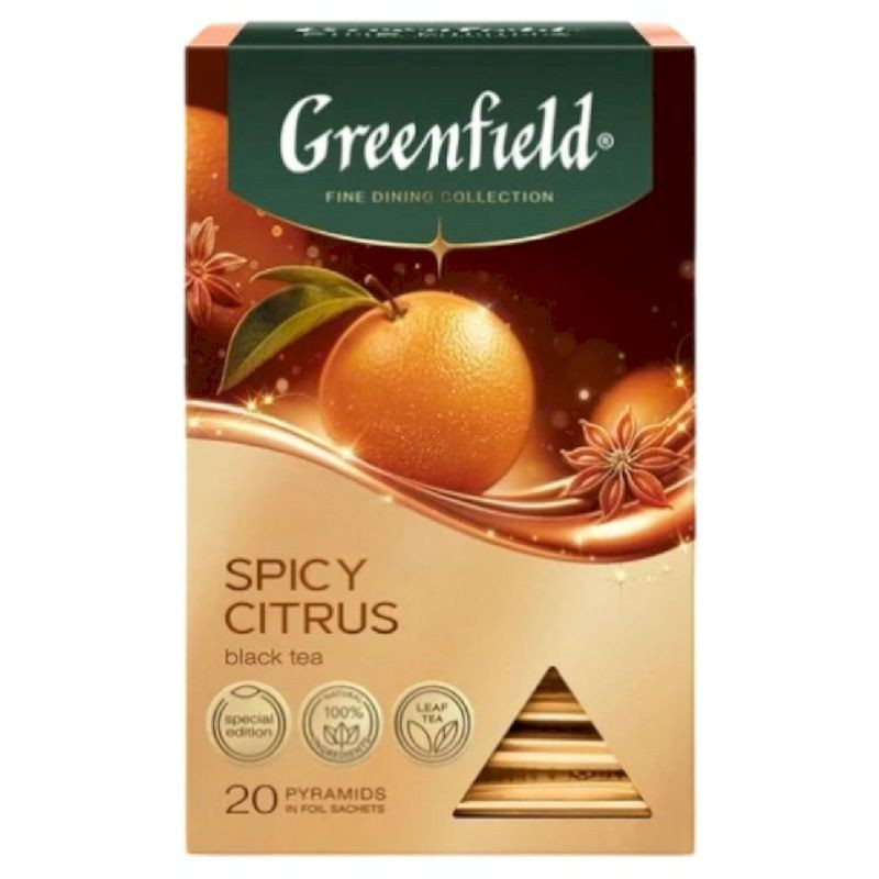 Изображение товара Чай черный Greenfield Спайси Цитрус с ароматом айвы и кардамоном, 20х1.8 г