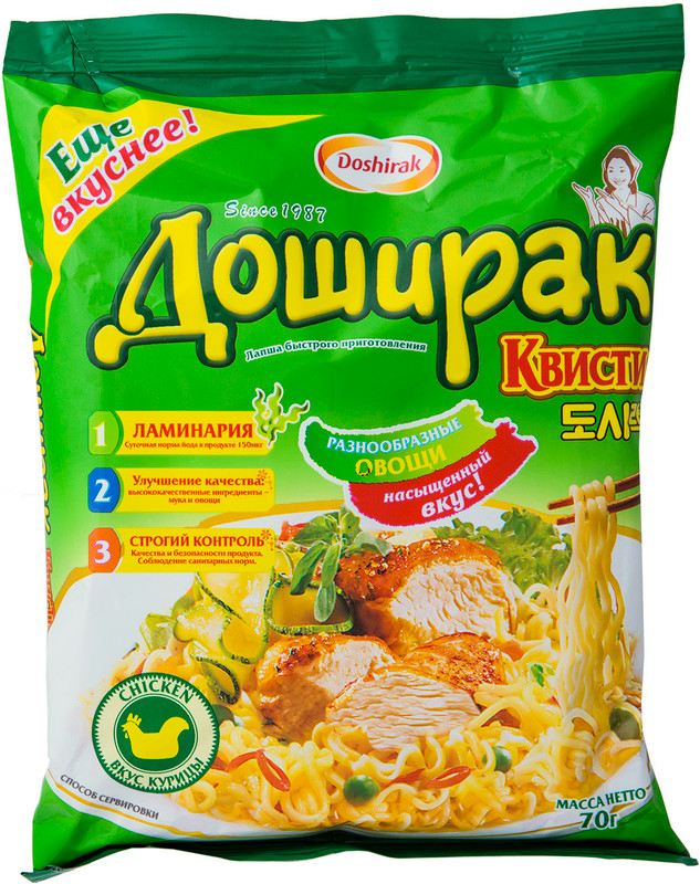 Изображение товара Лапша Доширак Квисти быстрого приготовления со вкусом курицы, 70г