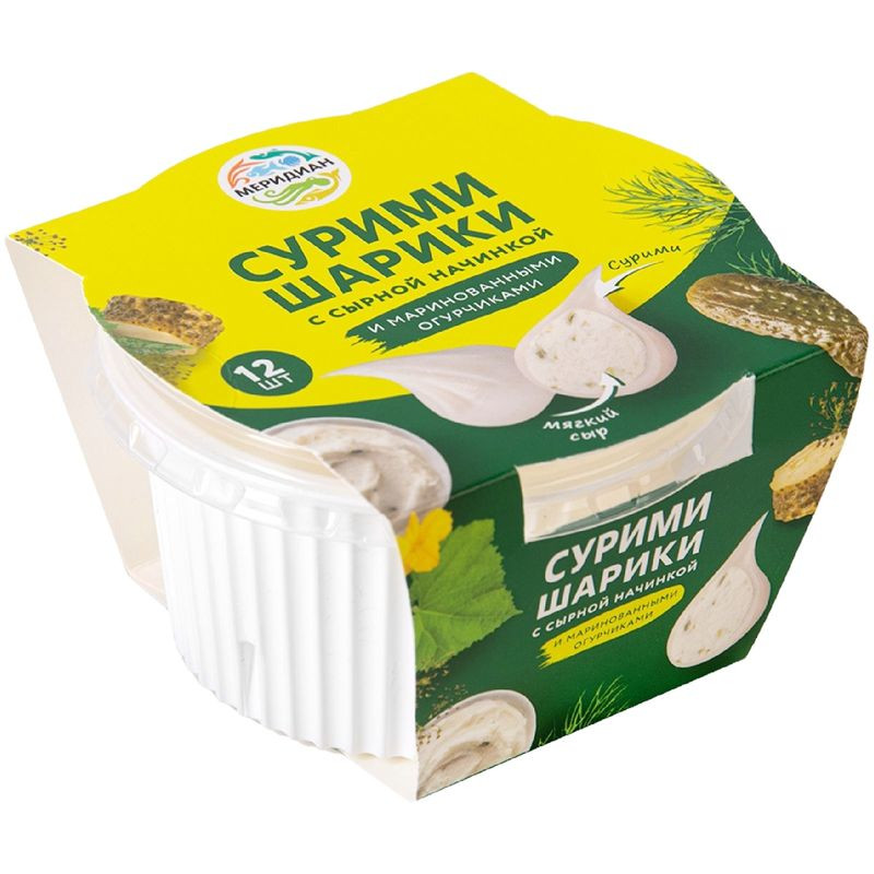 Изображение товара Меридиан Шарики с мягким сыром и крабовым вкусом 100г закуска имитация краба