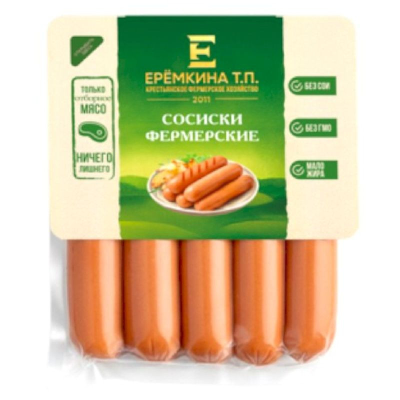Изображение товара Фермерские сосиски Еремкина Т.П. 400г натуральный вкус качественное мясо