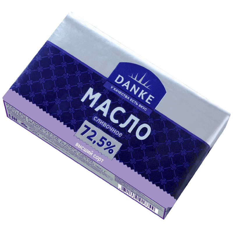 Изображение товара Масло сливочное Danke 72.5%, 180г