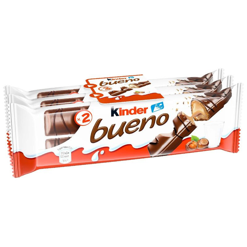 Изображение товара Батончик Kinder Bueno 3 шт - шоколадный десерт с орехами и молочной начинкой
