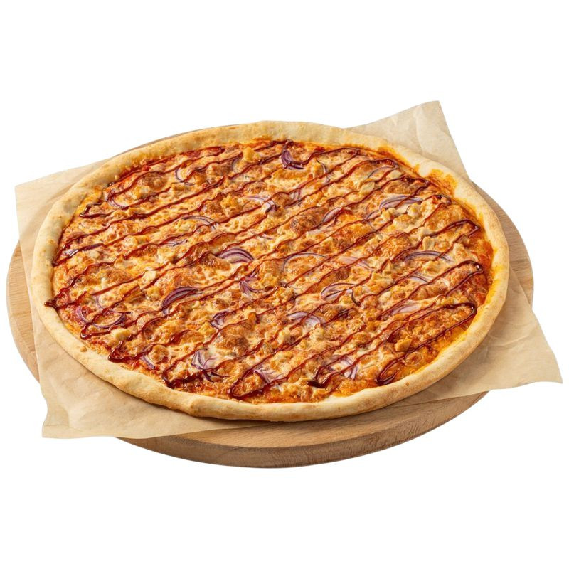 Изображение товара Пицца BBQ 980г Много Лосося с курицей, сыром и соусом