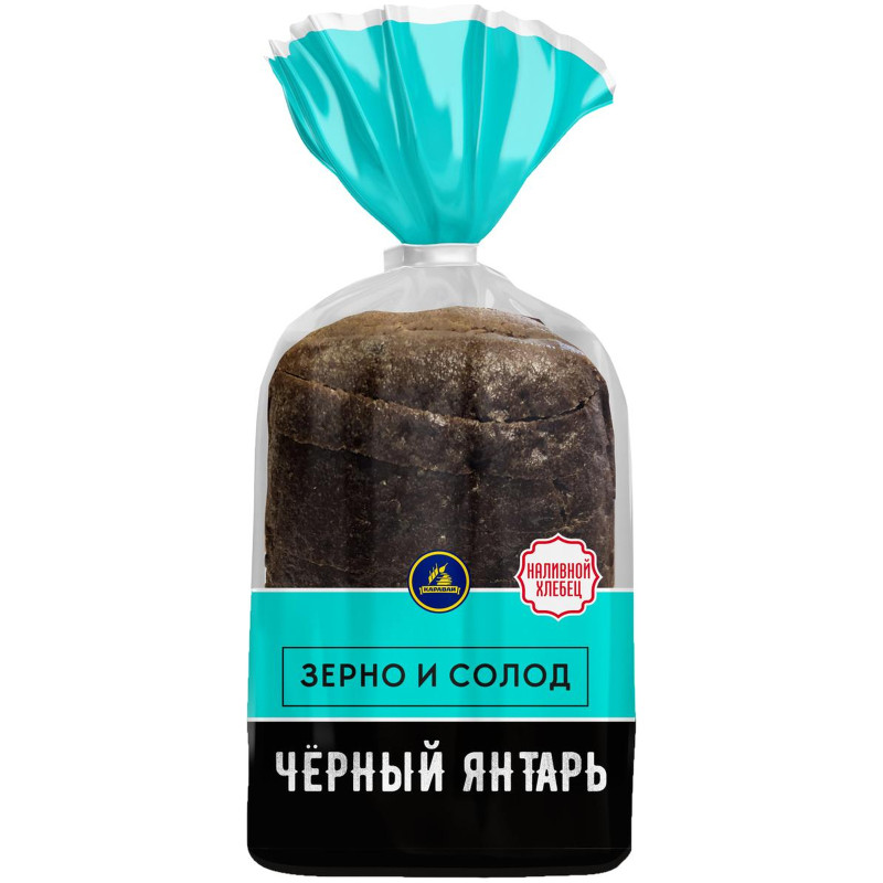 Изображение товара Хлебец Каравай Чёрный Янтарь наливной зерно и солод, 300г