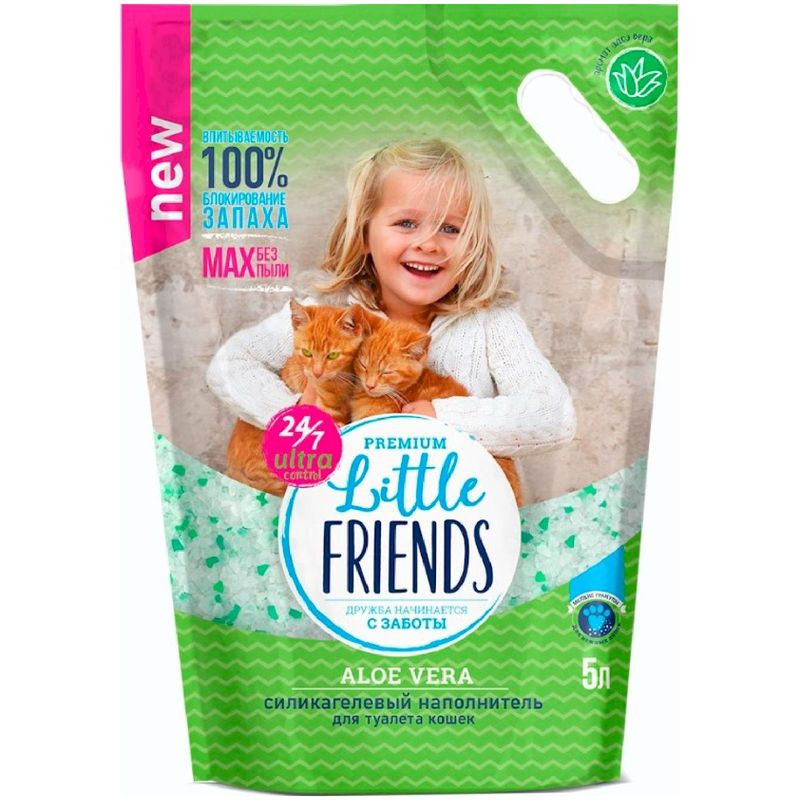 Изображение товара Наполнитель силикагелевый Little Friends Aloe Vera 5л для туалета