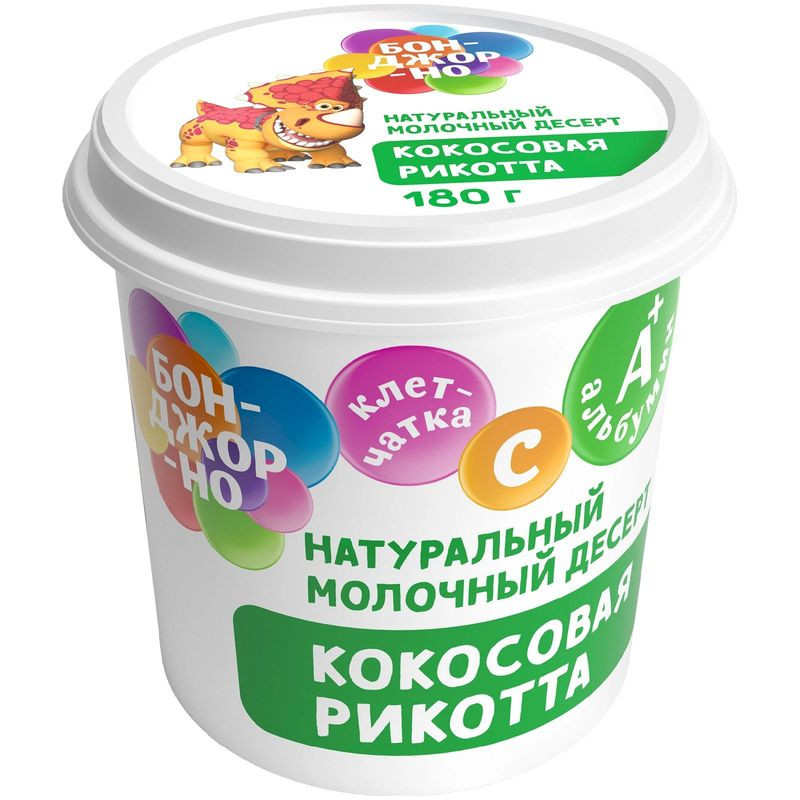 Изображение товара Сыр Бонжорно Рикотта с кокосом мягкий 30% 180г