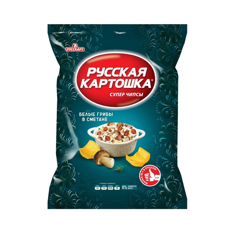 Изображение товара Картофельные чипсы Русская картошка со вкусом белых грибов в сметане 105г