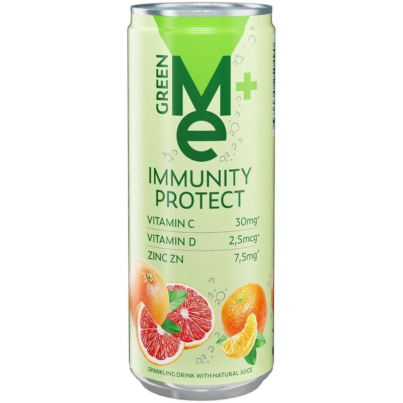 Изображение товара Газированный лимонад Green Me Плюс Иммунити Протект с витаминами 330мл