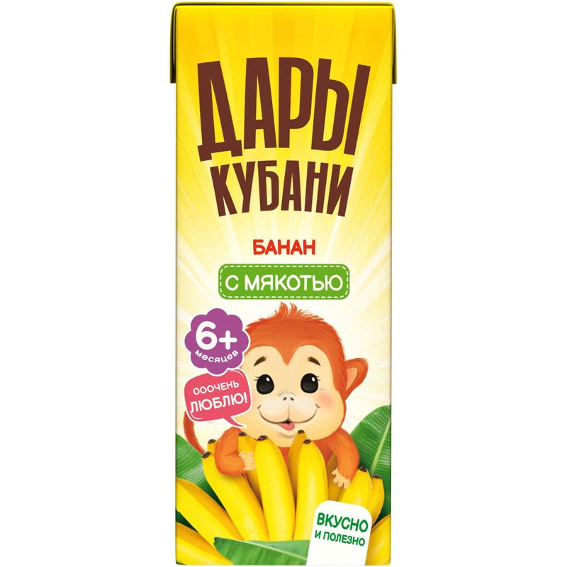 Изображение товара Нектар Дары Кубани банановый с мякотью для детского питания, 200мл