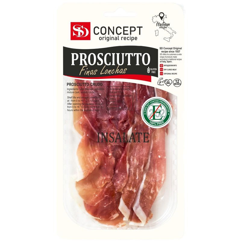 Изображение товара Продукт мясной для салата SD Прошутто свинина сыровяленая 50г