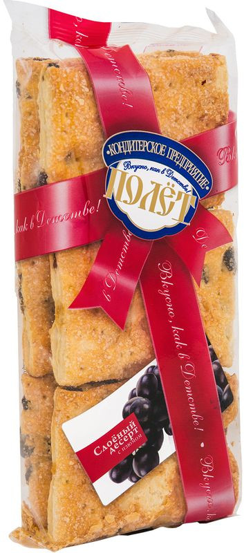 Изображение товара Десерт слоёный с изюмом Полет 220г вкусное печенье выпечка Россия
