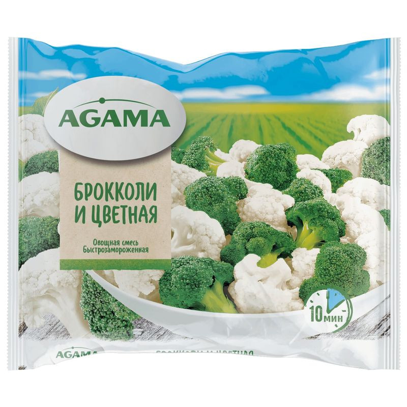 Изображение товара Морозная овощная смесь Agama Брокколи и Цветная 400г замороженная