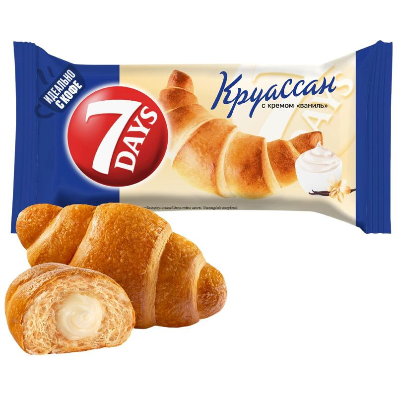 Изображение товара Круассан 7 Days с ванильным кремом 65 г - свежая выпечка, мягкость и вкус