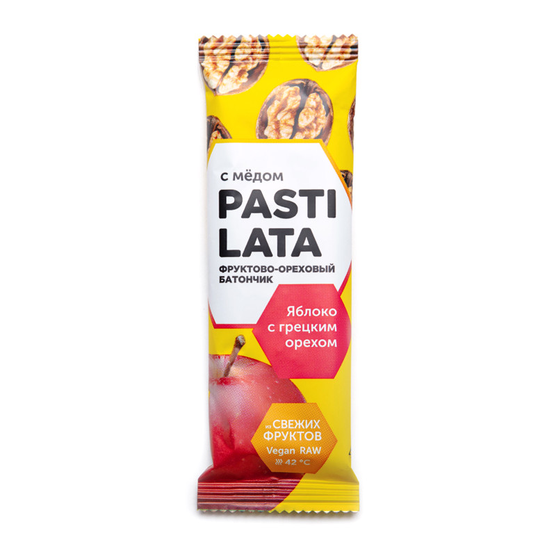 Изображение товара Батончик фруктово-ореховый Pastilata яблоко с мёдом и грецким орехом, 30г