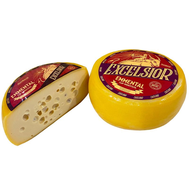 Изображение товара Полутвердый сыр Excelsior Emmental 45% Россия 300 дней хранения
