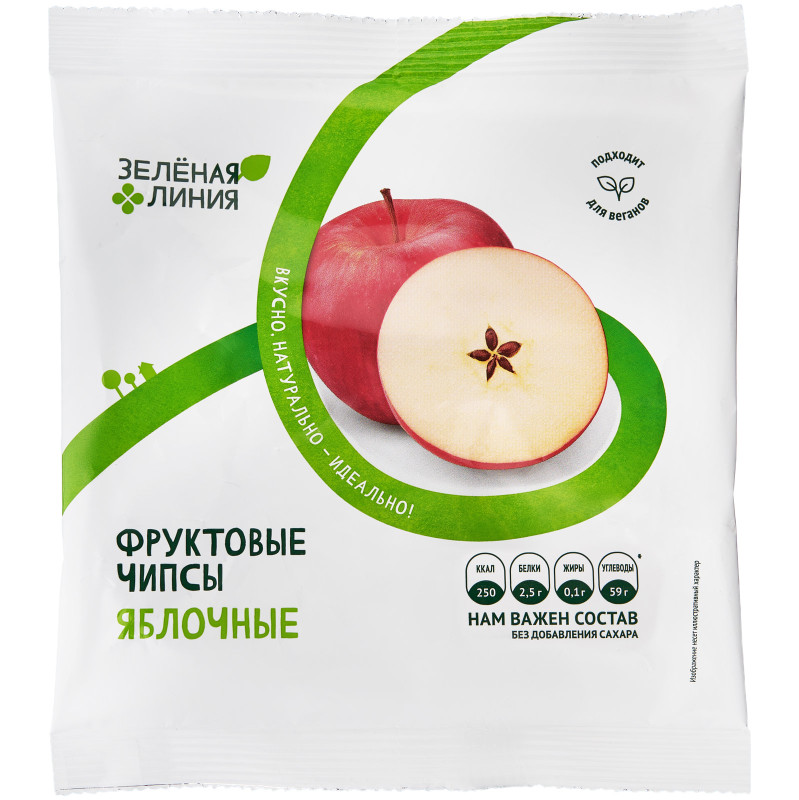 Изображение товара Чипсы фруктовые яблочные Зелёная Линия, 25г